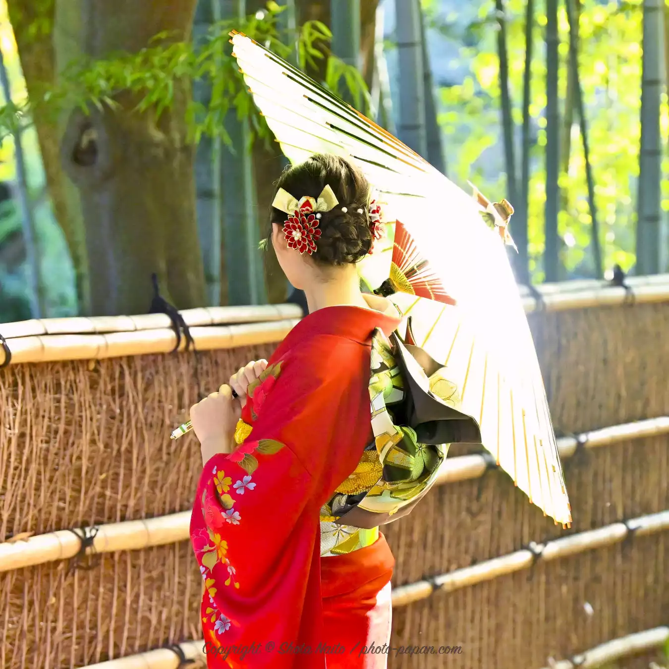 浜松城公園日本庭園の竹林での成人式前撮り