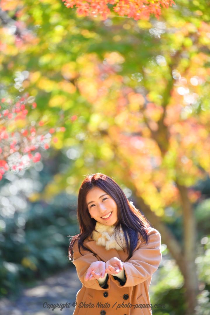 浜松城公園 日本庭園にて。紅葉のモデルさんポトレ