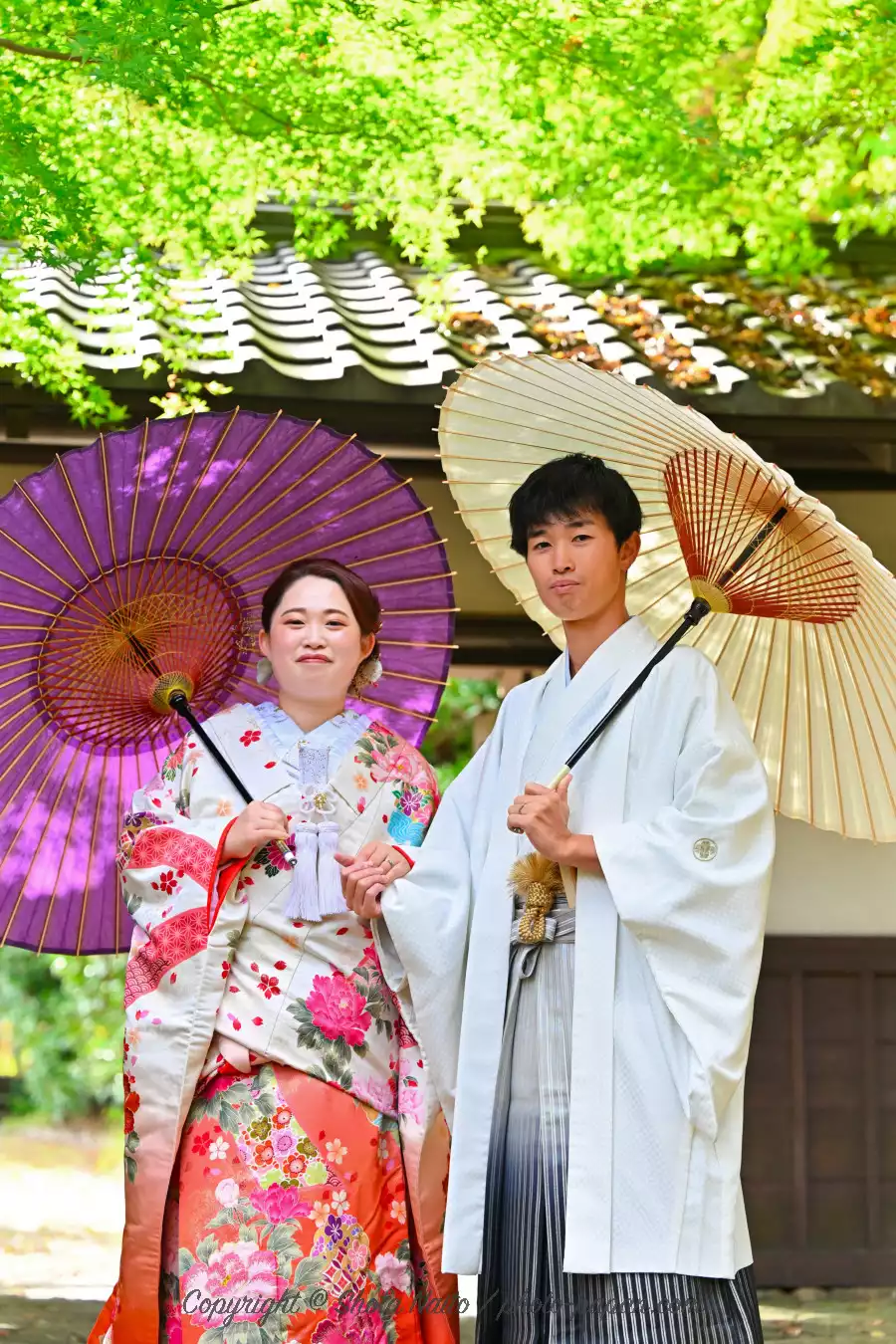 浜松城公園での和装前撮り写真
